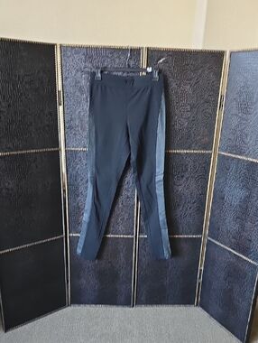 INC International Concepts Black Pants with Faux Leather Side Stripe